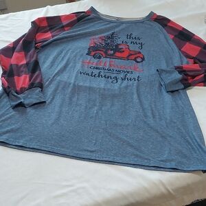 Buffalo Red And Black Check And Blue .Movie Tee .Size 3X